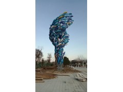 杨浦路口龙卷风鱼群雕塑 彩绘不锈钢鱼雕塑摆件图4