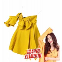 温碧霞IRENENA服装品牌时尚性感单肩短裙吊带百褶公主裙