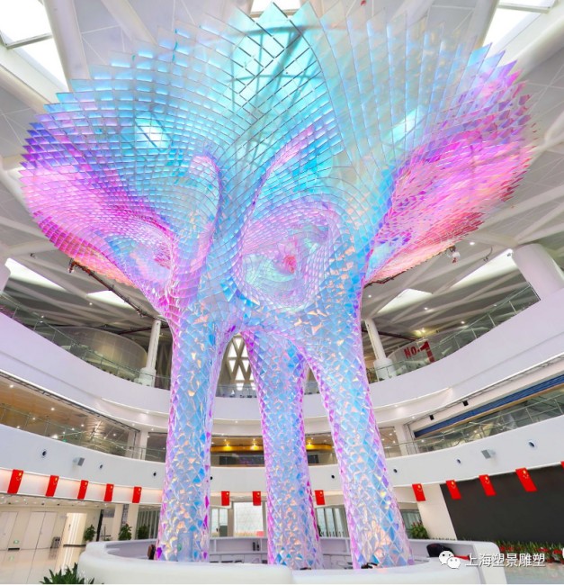 1  室内 灯光 树襄阳科技馆，目前国内室内最高亚克力雕塑“生命树”，高18米、直径22米，材质：不锈钢+镭射亚克力+LED灯组    (3)